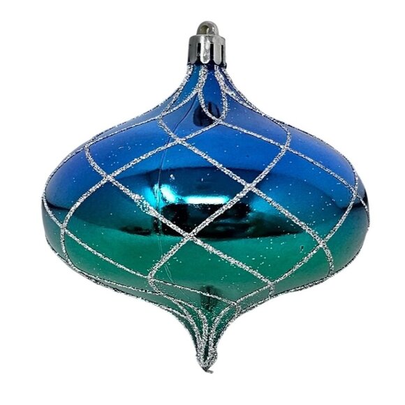 Blue and Green Ombre Onion Christmas Ornaments (Set of 4) - Picture 5 of 5